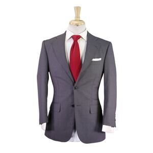 Ships Japan Gray w/ Red Subtle Stripes 3/2 Roll Scottish Wool Suit 36S